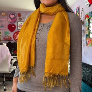 Vintage Y2K boho yellow satin scarf